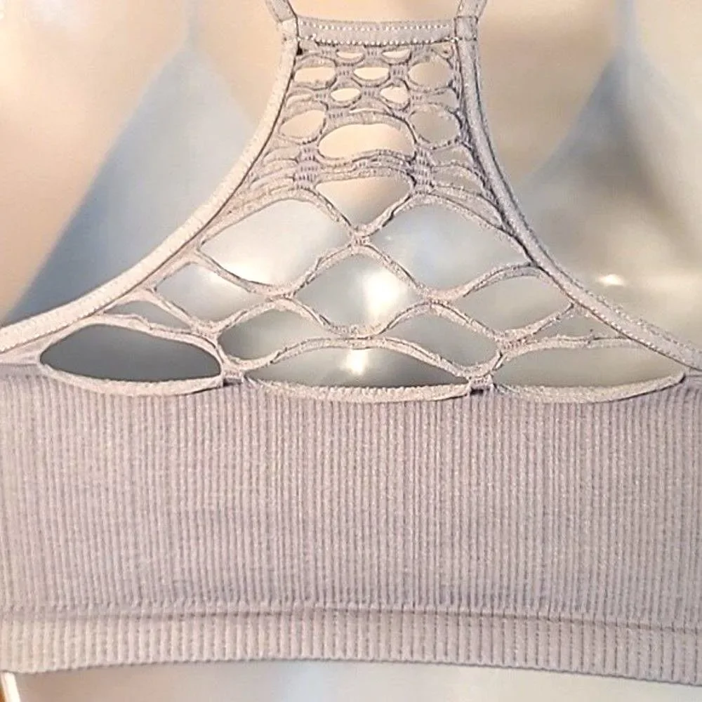 Free People Crop Cami Yoga Bralette Cut Out Athletic Tank Top Spaghetti Straps
